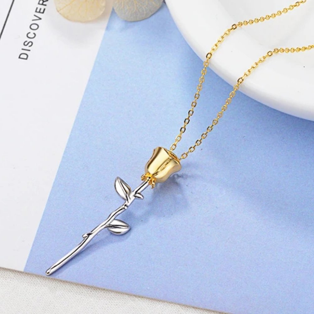 COPY - *NEW 925 Sterling Silver Two Tone Rose Ne… - Picture 3 of 7